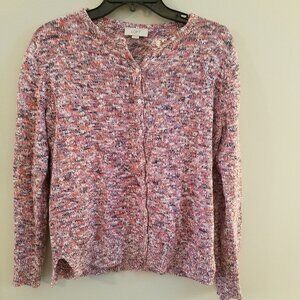 LOFT button front marled sweater, size L - EUC